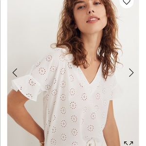 Madewell Eyelet Sundrift Ruffle Top